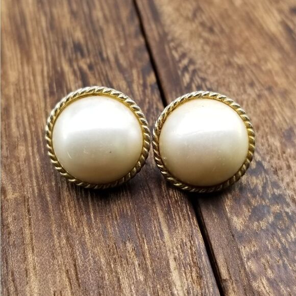 Rope estate faux pearl earrings E266 - Picture 1 of 4